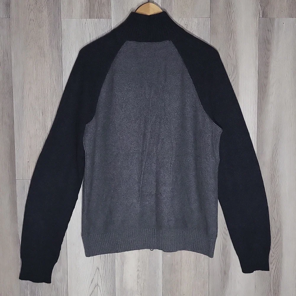 Banana Republic Men M Luxury Angora Cashmere 2 Way Zip Sweater Jacket Grey Black